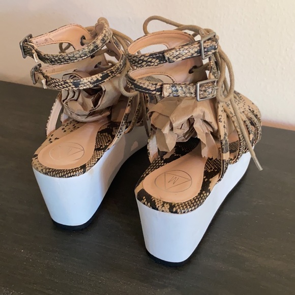 MISSGUIDED snake print lace up sandals! - Picture 4 of 7